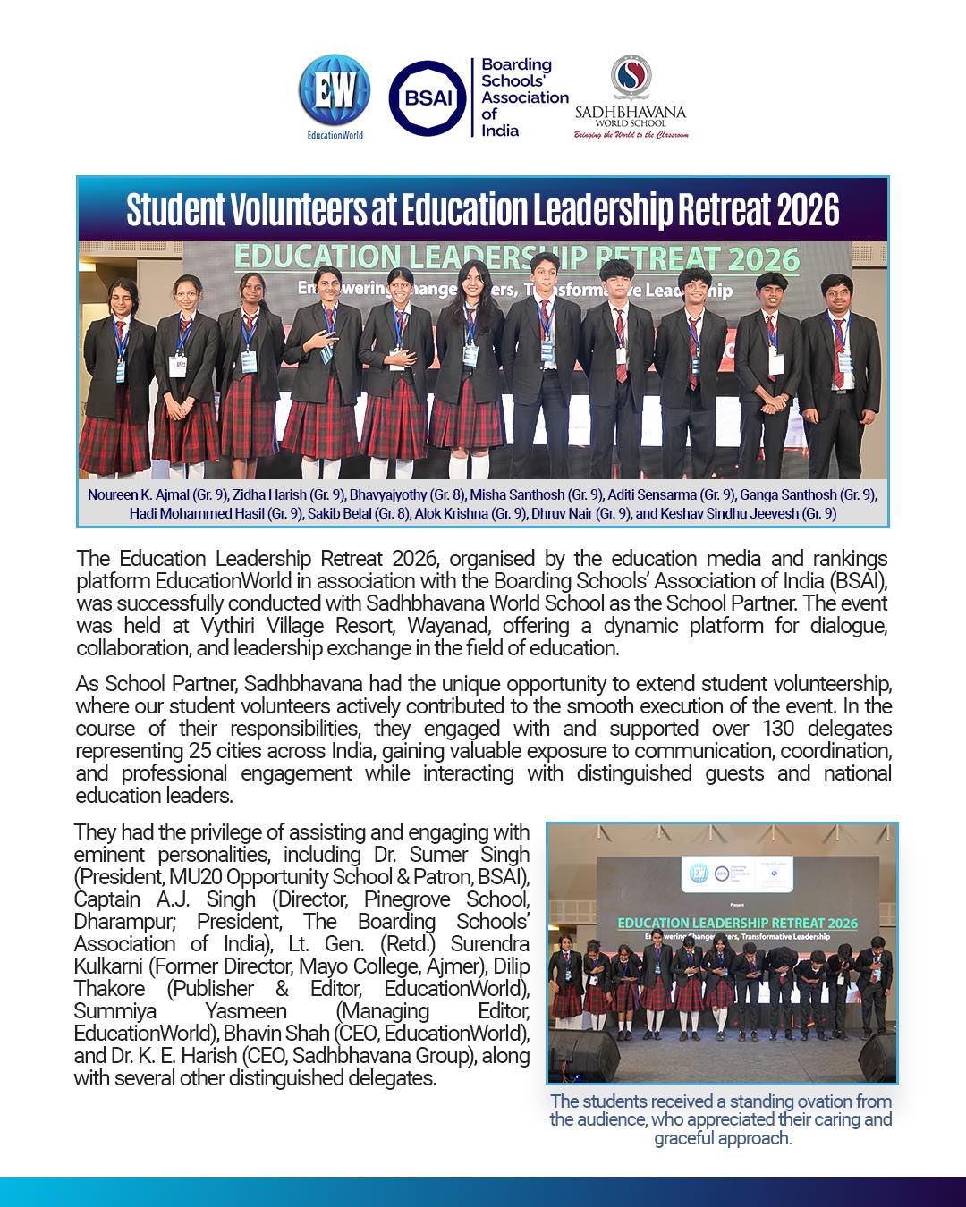 Student Volunteers at Education Leadership Retreat 2026